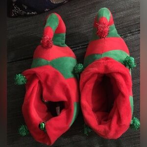 Festive Red and Green Elf Slippers